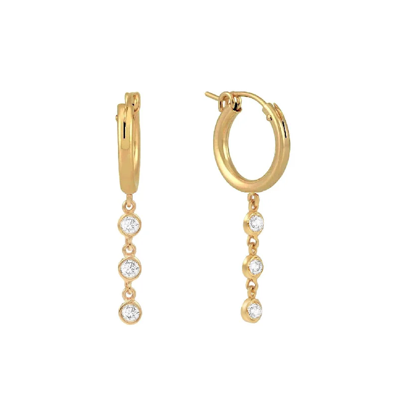 sparkling earrings for women -Claudia Linear Drop Hoop Earrings