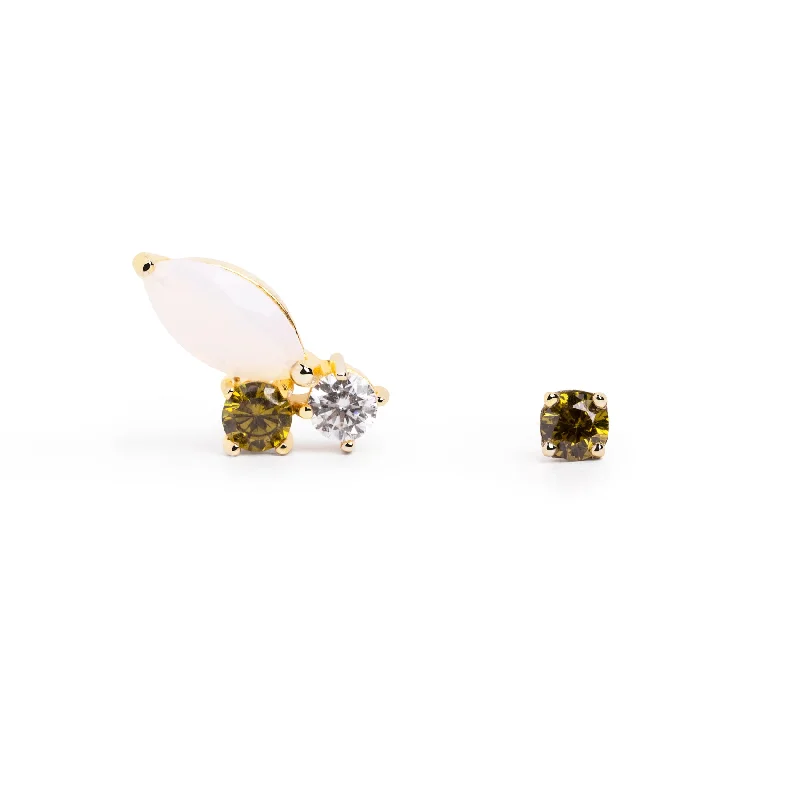 trendy earrings for women -Dream & Spark Olive Gold Earrings