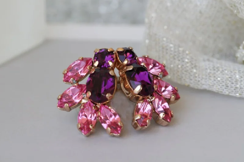 drop earrings for women -PINK PURPLE EARRINGS