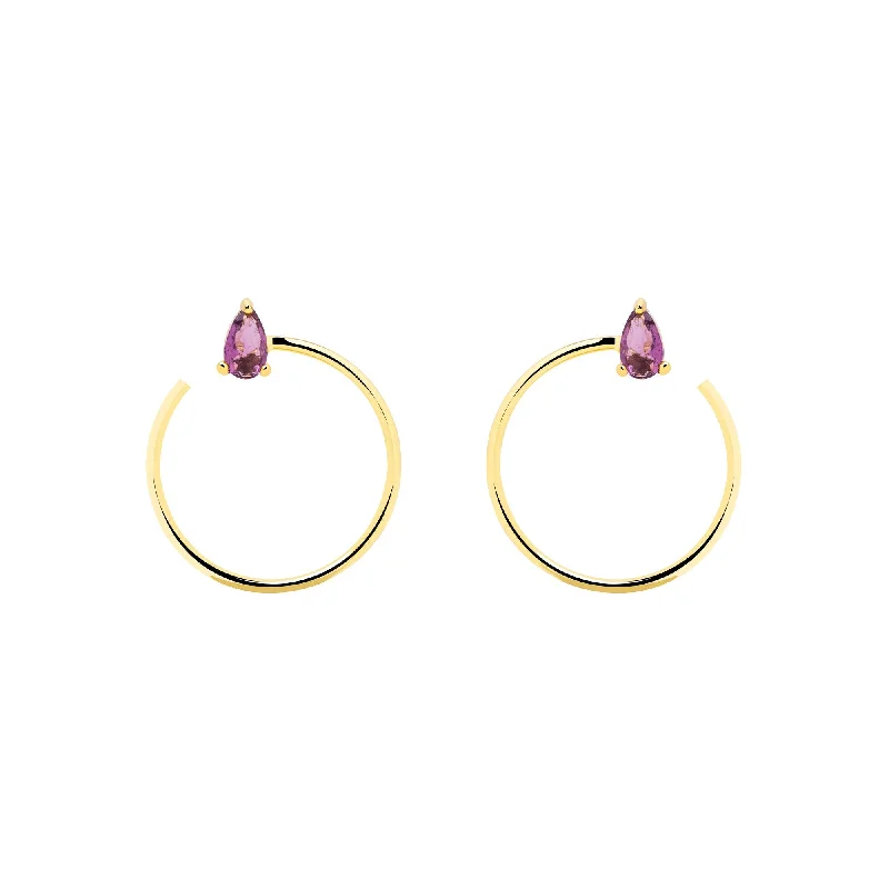 statement earrings for women -Lavande Circle Drop Gold Earrings