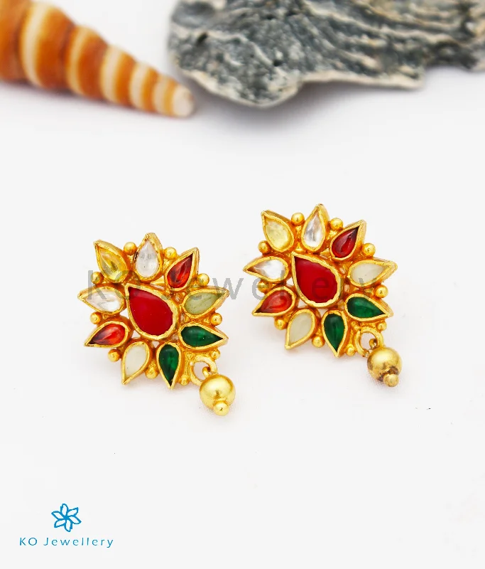 wedding day earrings for women -The Kriti Silver Navratna Earstuds