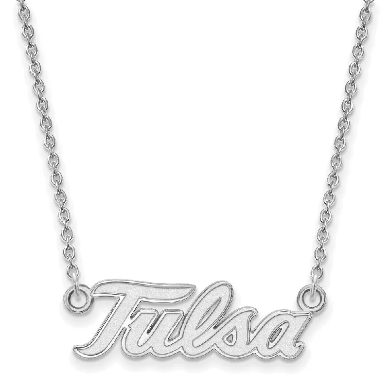 high-end gold necklaces for women -10k White Gold The U of Tulsa Large Pendant Necklace