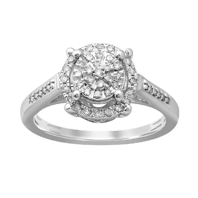 affordable personalized necklaces for women -9ct White Gold 0.25ct Diamond Solitaire Look Ring