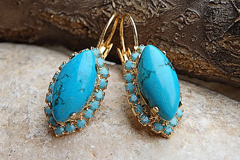 gold stud earrings for women -Turquoise earrings