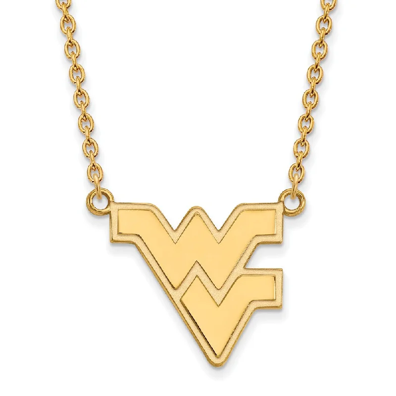 engraved necklaces for women -10k Yellow Gold West Virginia U Large 'WV' Pendant Necklace