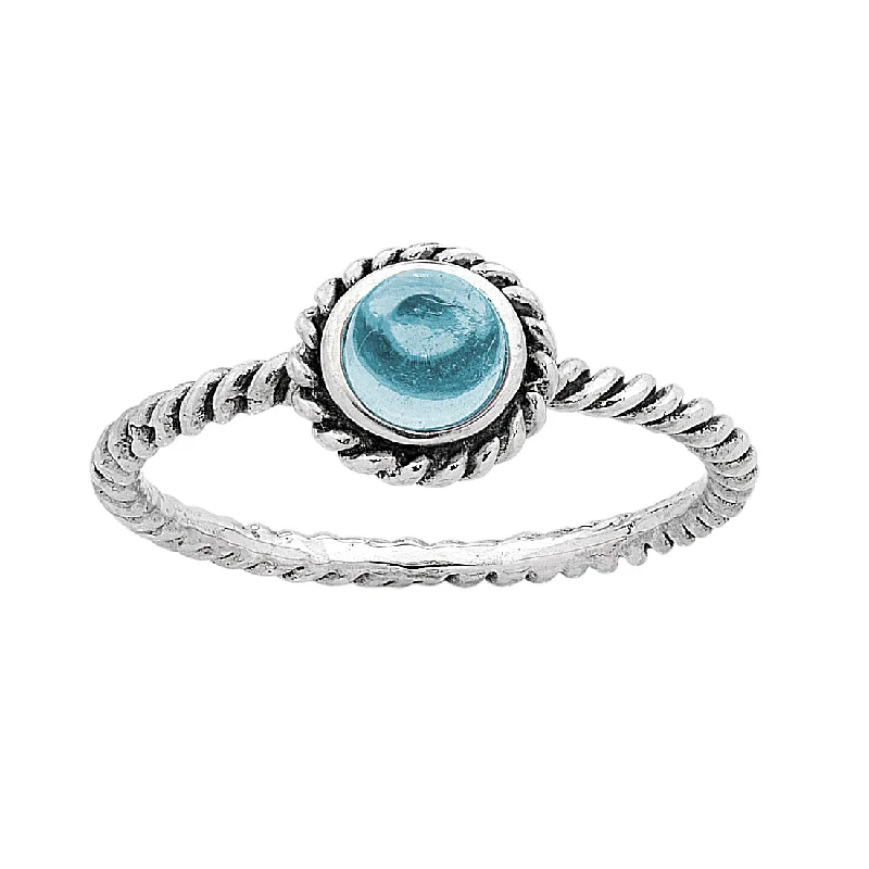 sparkling necklaces for women -Sterling Silver Blue Topaz November Birthstone Ring with Twisted Band