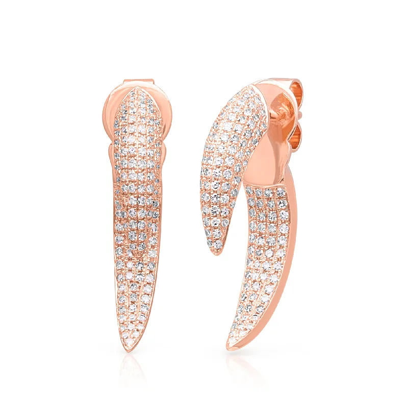 luxury pearl earrings for women -14KT Rose Gold Diamond Sabre Earrings