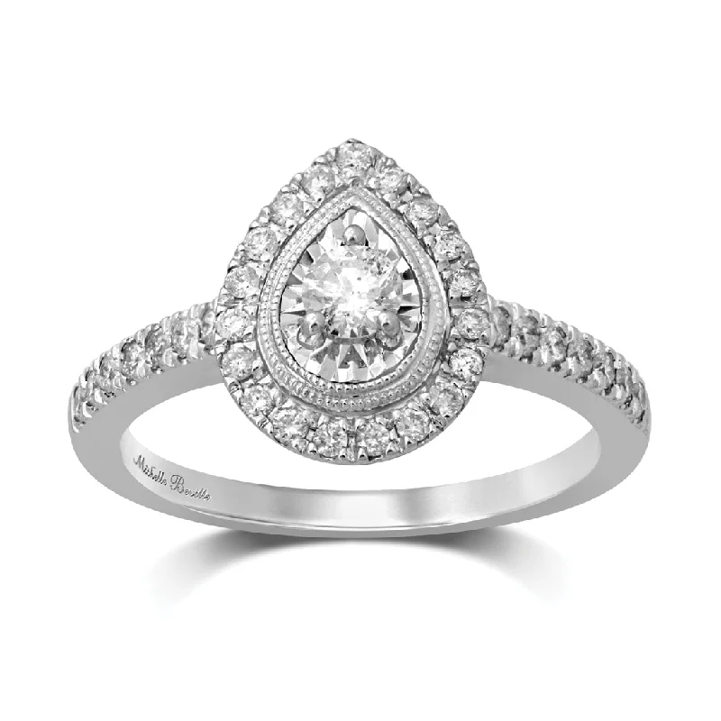 bridal necklaces for women -LOVE by Michelle Beville - Unique Love Collection 18ct White Gold 0.53ct Diamond Pear Shape Ring