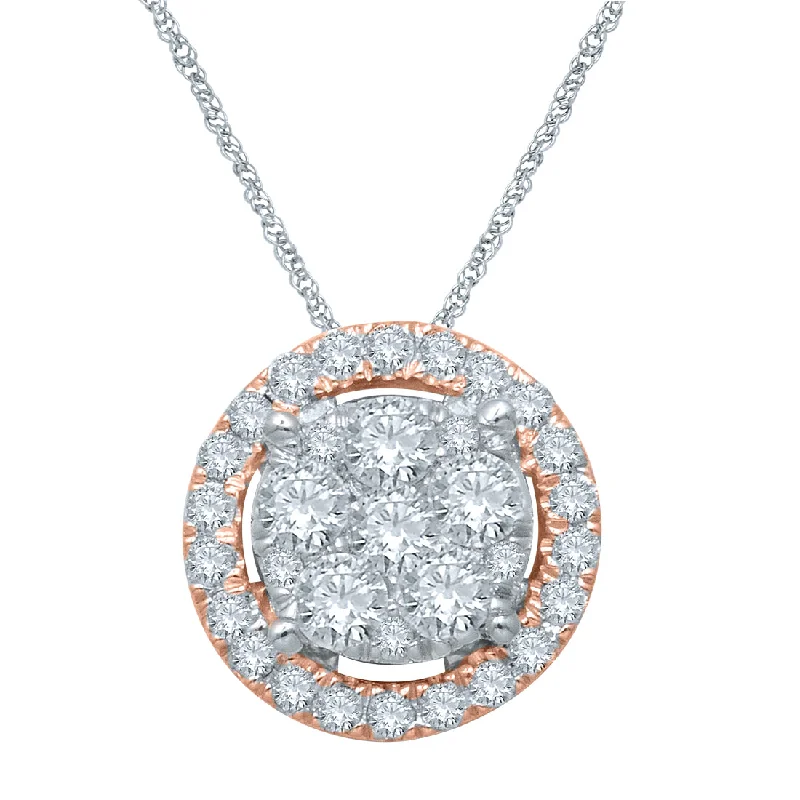 bridal pendant necklaces for women -9ct White and Rose Gold 0.25ct Diamond Necklace