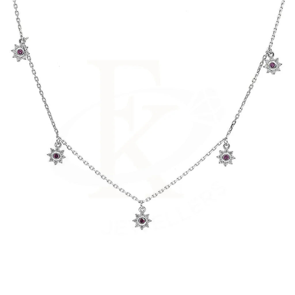 layered gold necklaces for women -Sterling Silver 925 Flowers shaped Solitaires Necklace - FKJNKLSL2895