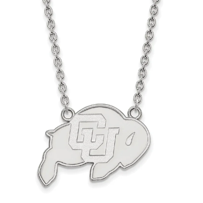 bohemian necklaces for women -14k White Gold U of Colorado Large Buffalo Pendant Necklace