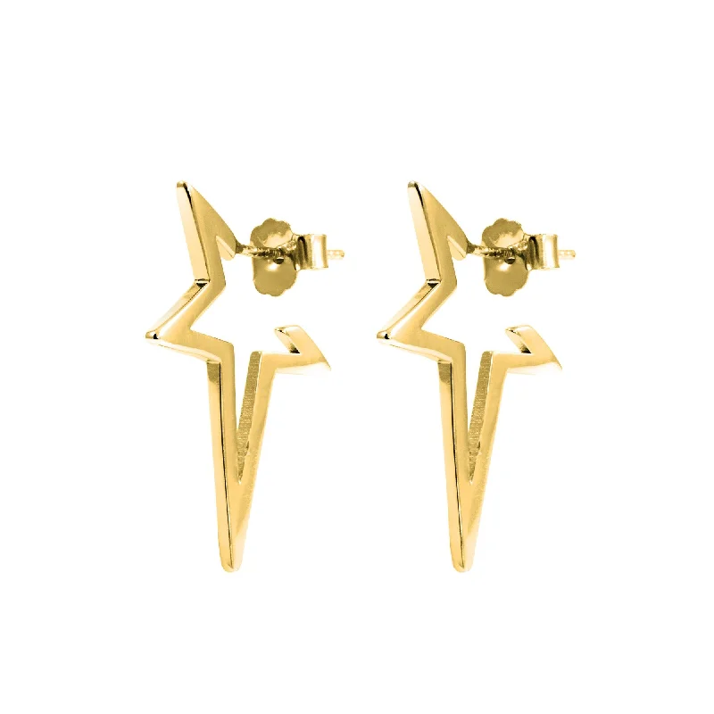 bridesmaid earrings for women -Star Punk Gold Earrings