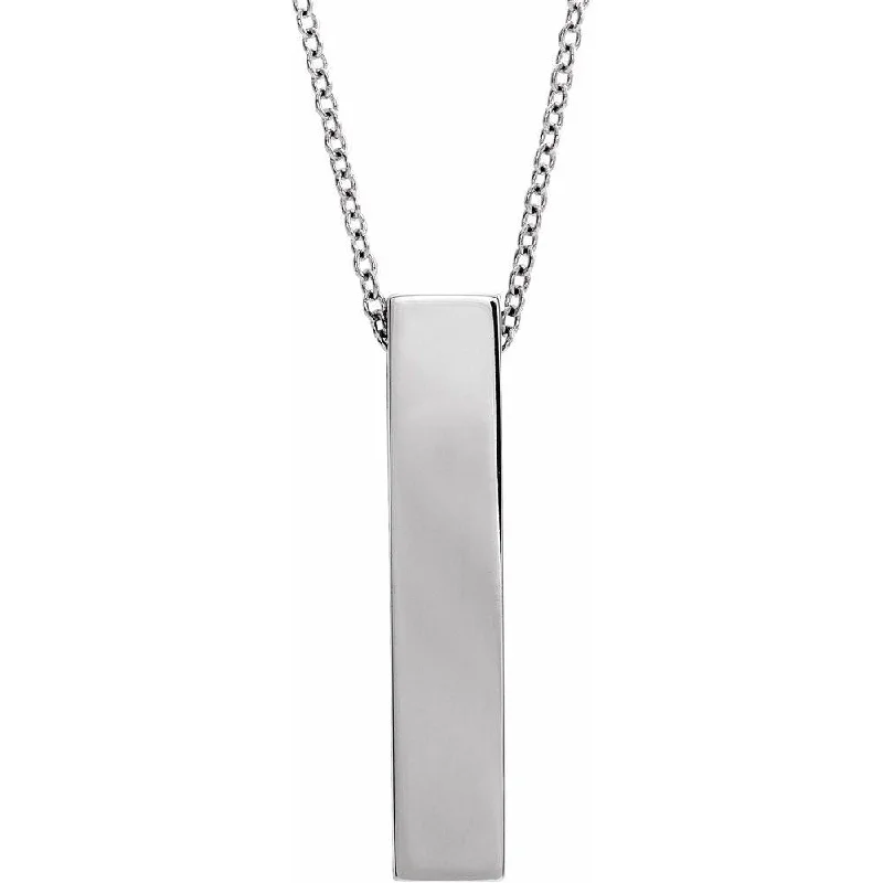 custom jewelry necklaces for women -Sterling Silver Brushed Vertical Bar Slide Necklace, 16-18 Inch