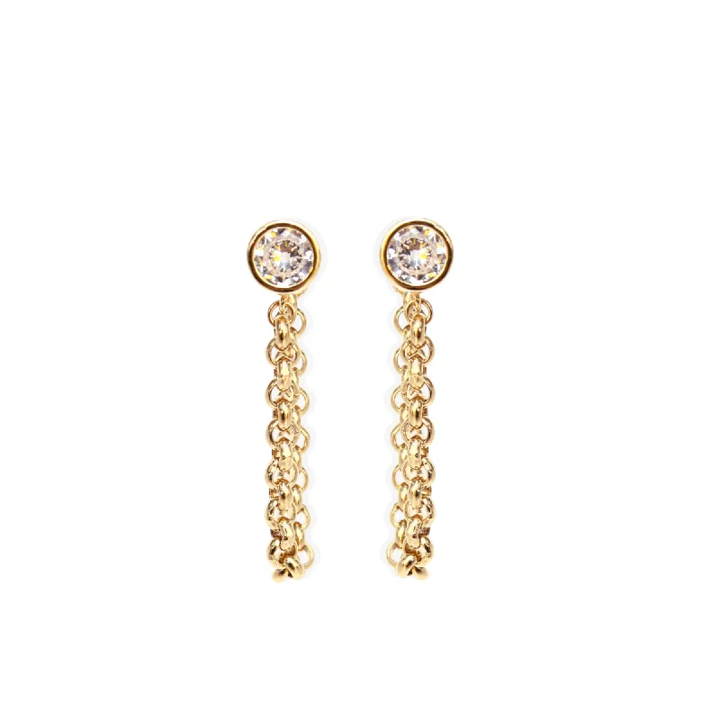 pearl drop earrings for women -TRIOMPHE Earrings - Gold with CZ