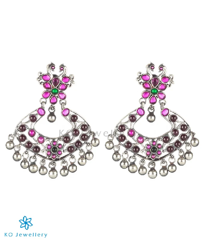 personalized diamond earrings for women -The Zikhin Silver Chand Bali Earrings (Oxidised)