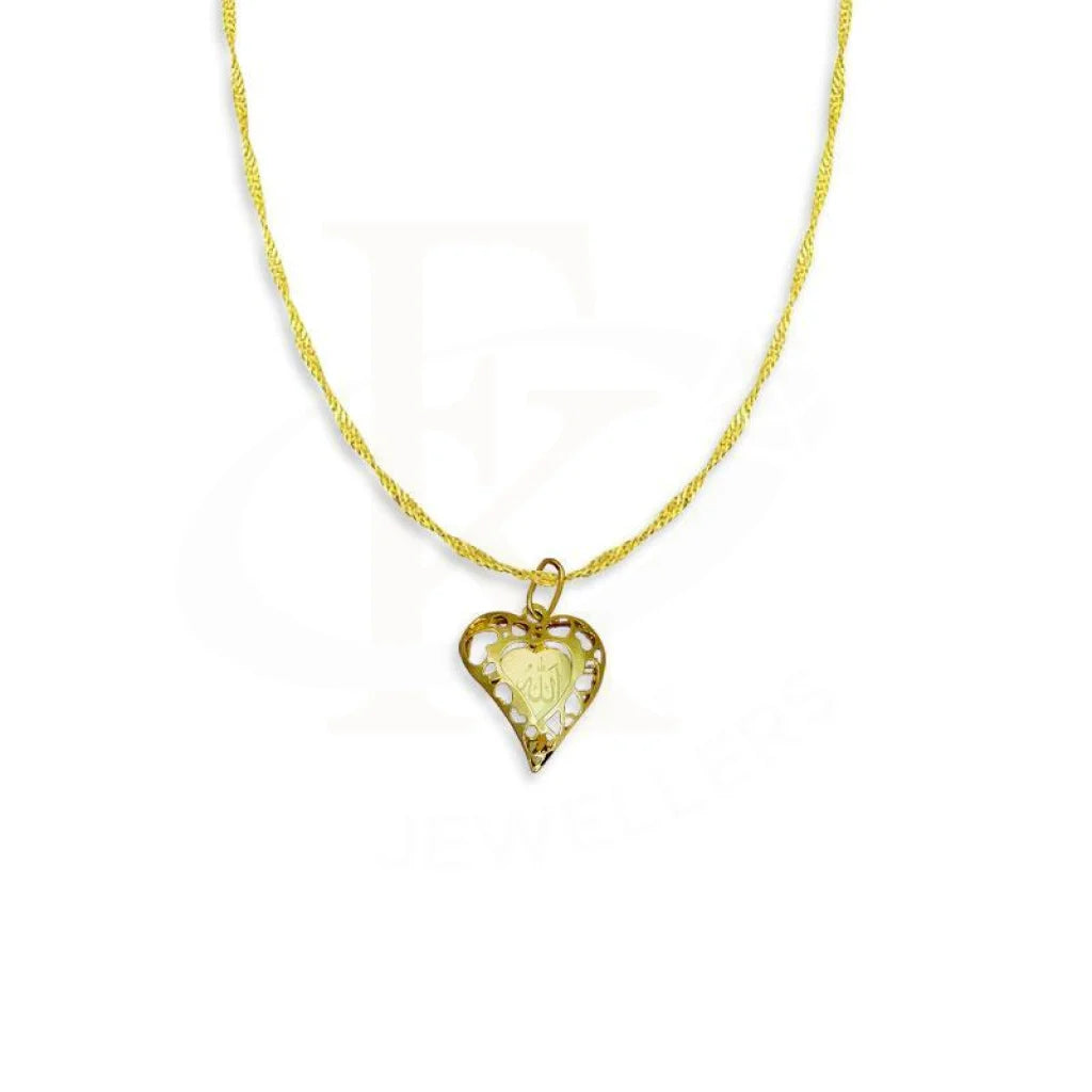 layered gold necklaces for women -Gold Necklace (Chain with Heart Allah Pendant) 18KT - FKJNKL1467