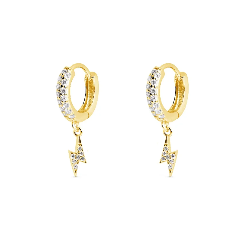 hoop earrings for women -Lightning Sparks Gold Earrings