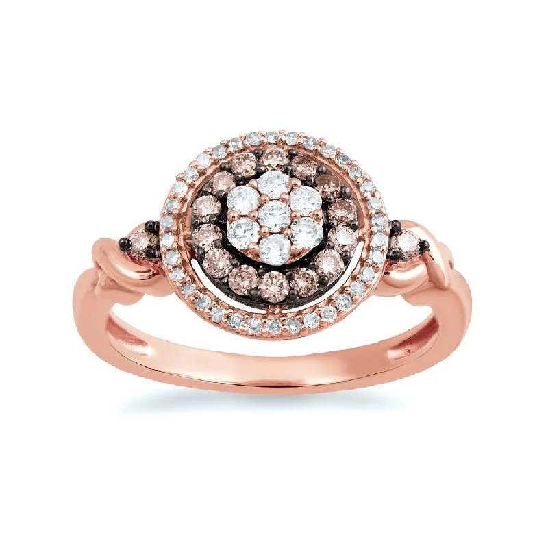 affordable statement necklaces for women -9ct Rose Gold 0.50ct Cognac and White Diamond Ring