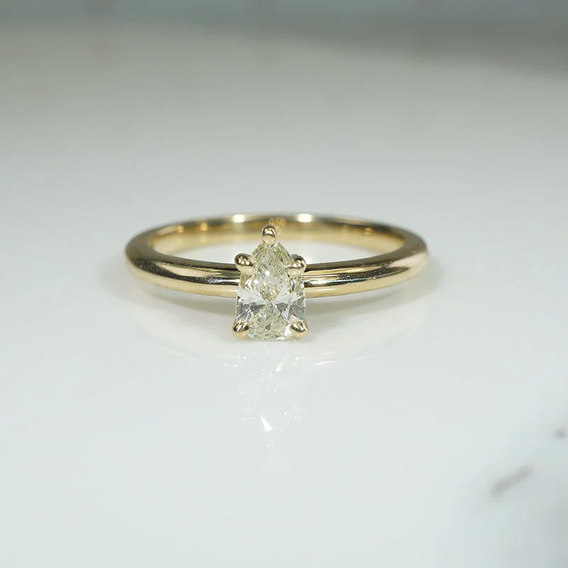 unique gemstone engagement rings -Fancy Light Yellow Pear-Cut Diamond Solitaire Ring