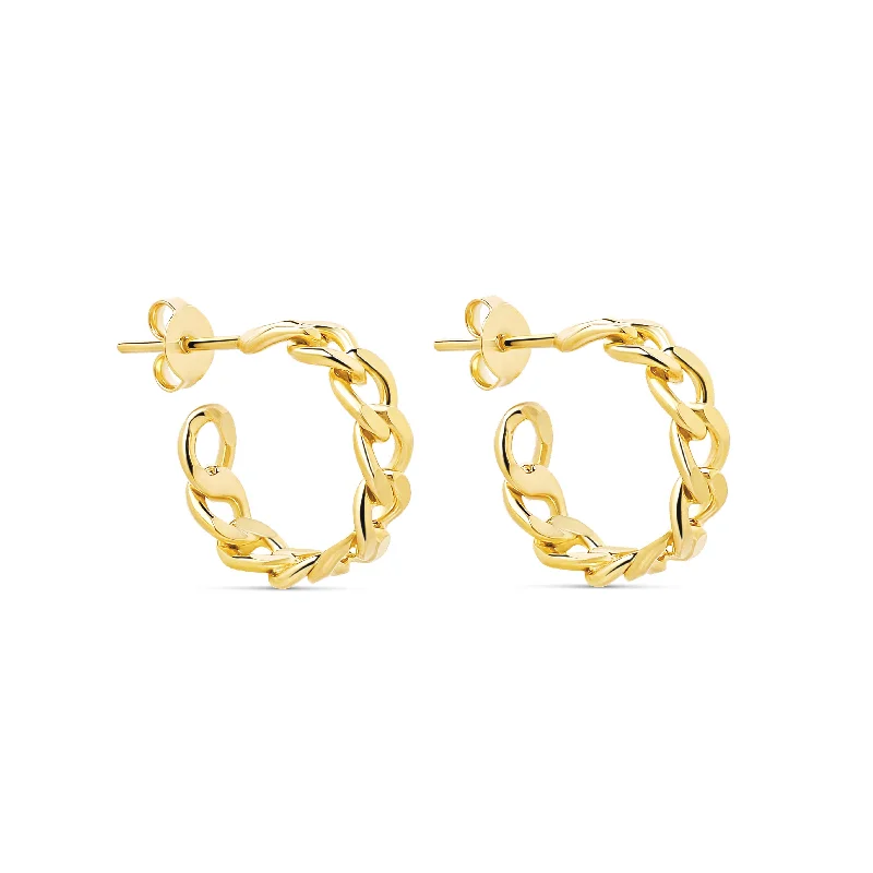 gold earrings for women -The Cuban Link Mini Hoops