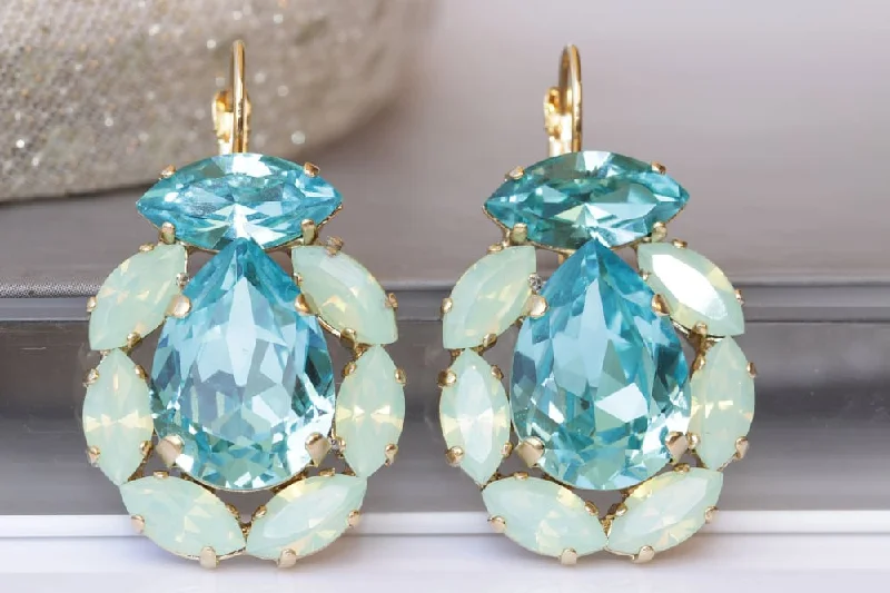 bridal crystal earrings for women -Rebeka Turquoise Earrings