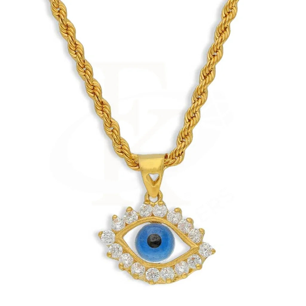 meaningful necklaces for women -Gold Necklace (Chain with Evil Eye Pendant) 22KT - FKJNKL22K2752