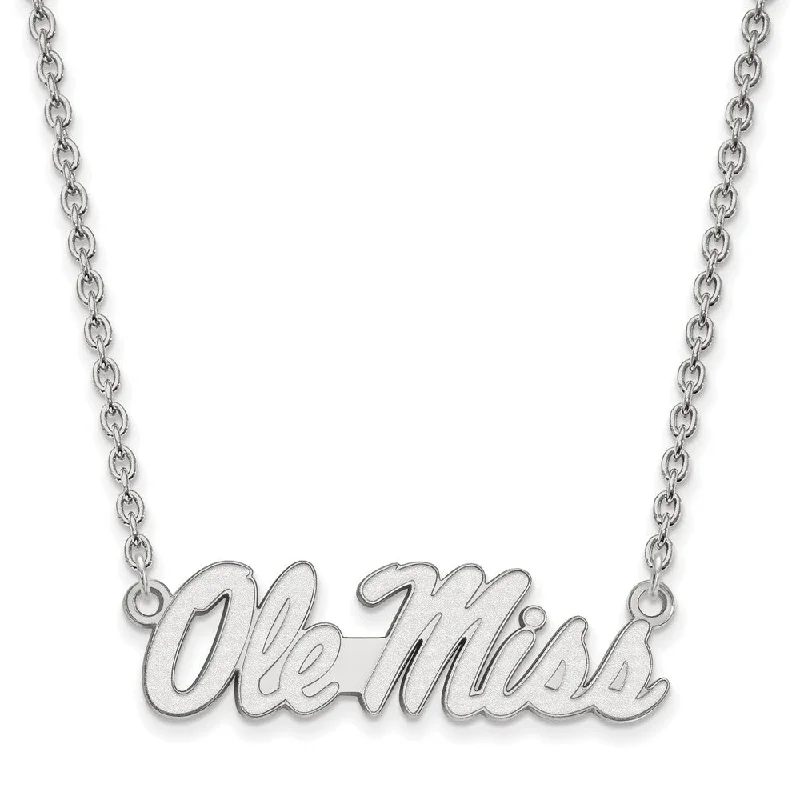 wedding gift necklaces for women -10k White Gold U of Mississippi Lg Ole Miss Pendant Necklace