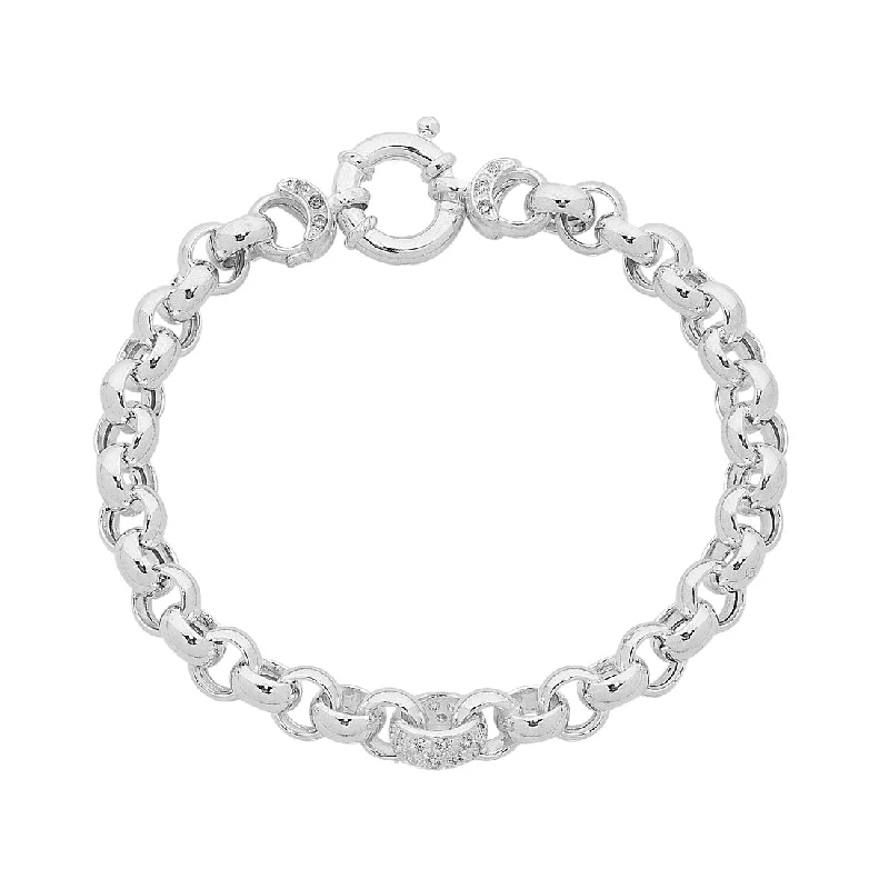 wedding gift necklaces for women -Sterling Silver and Cubic Zirconia Rings Belcher Bracelet