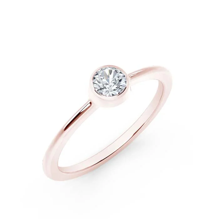 eternity engagement rings for women -Natalie K Stackable Bezel Forevermark Diamond Engagement or Promise Ring in 18K Rose Gold