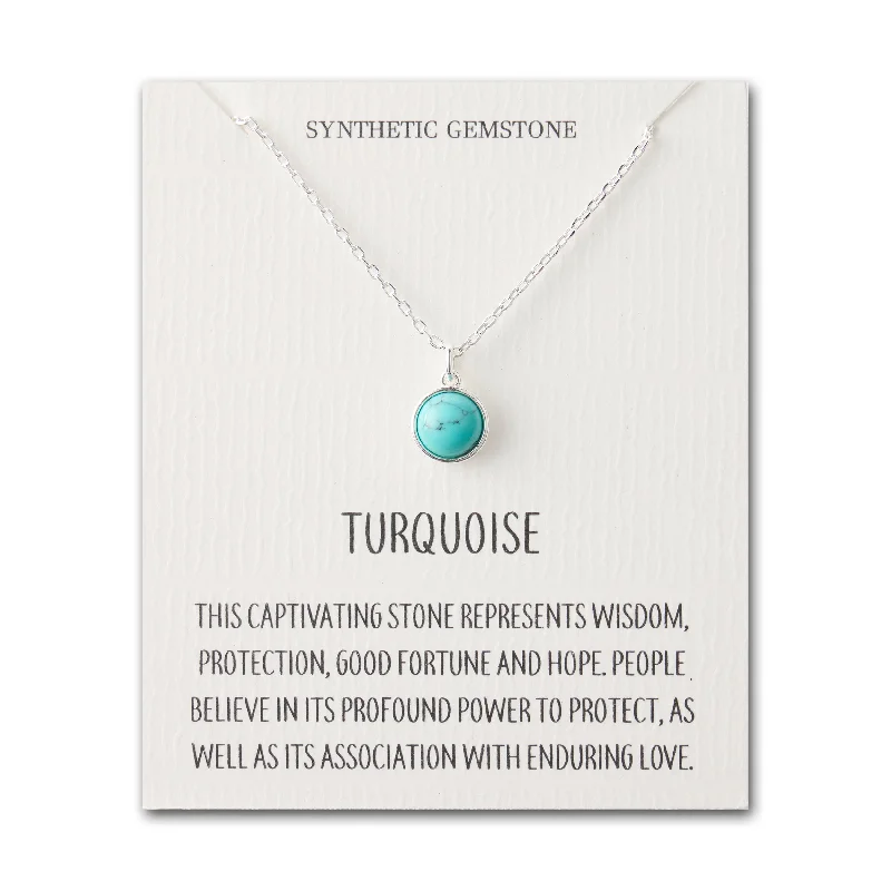 gold necklaces for women -Synthetic Turquoise Necklace with Quote Card