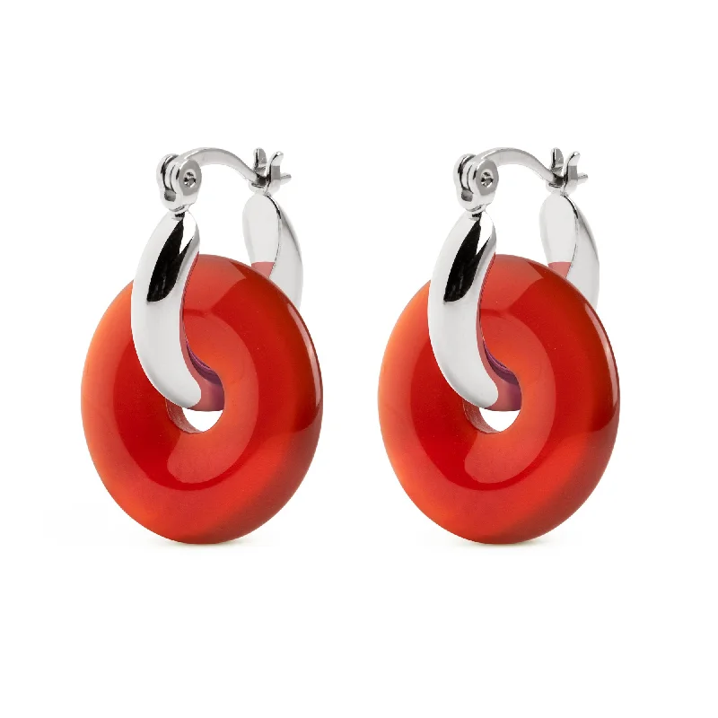 statement drop earrings for women -Bella Cornelian Hoop Earrings