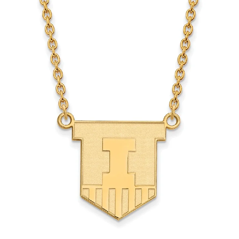 birthstone necklaces for women -10k Yellow Gold U of Illinois Large Shield Pendant Necklace