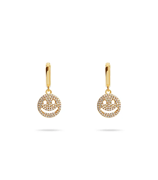 bridal crystal earrings for women -THE SMILE PAVE' HUGGIE EARRINGS