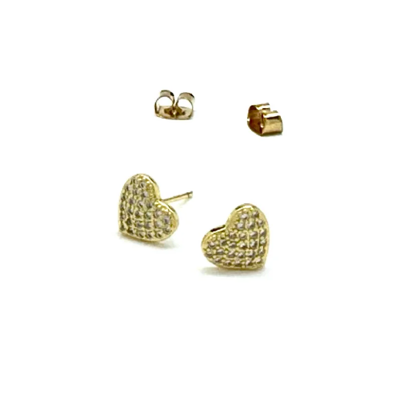 drop earrings for women -MEDIUM PAVE HEART POST