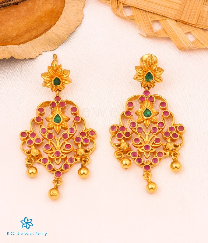 matching earrings and necklace sets -The Kadambari Silver Earrings (Red)