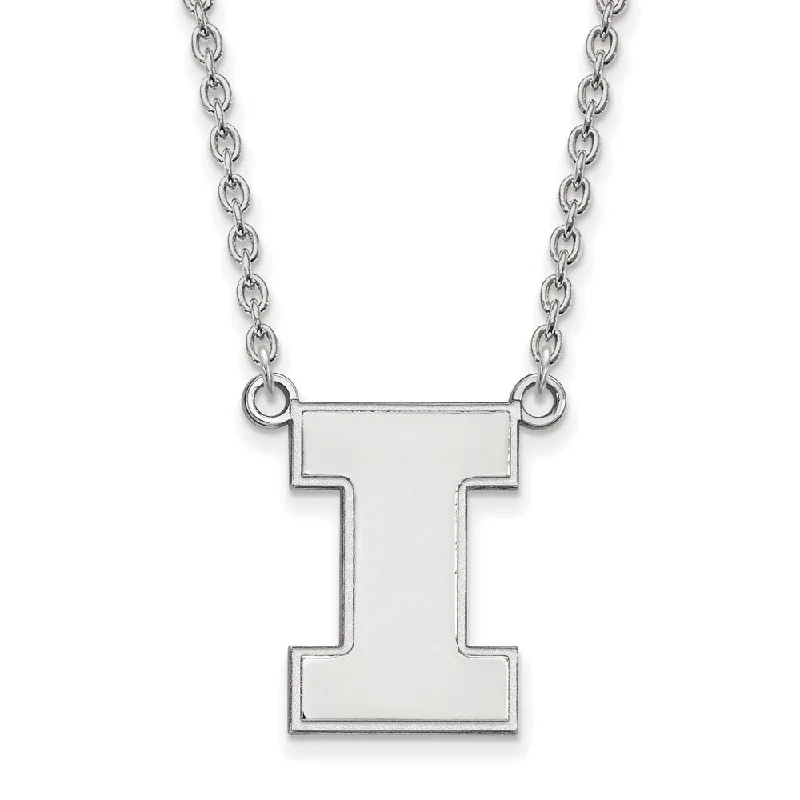 unique gold necklaces for women -14k White Gold U of Illinois Large Initial I Pendant Necklace