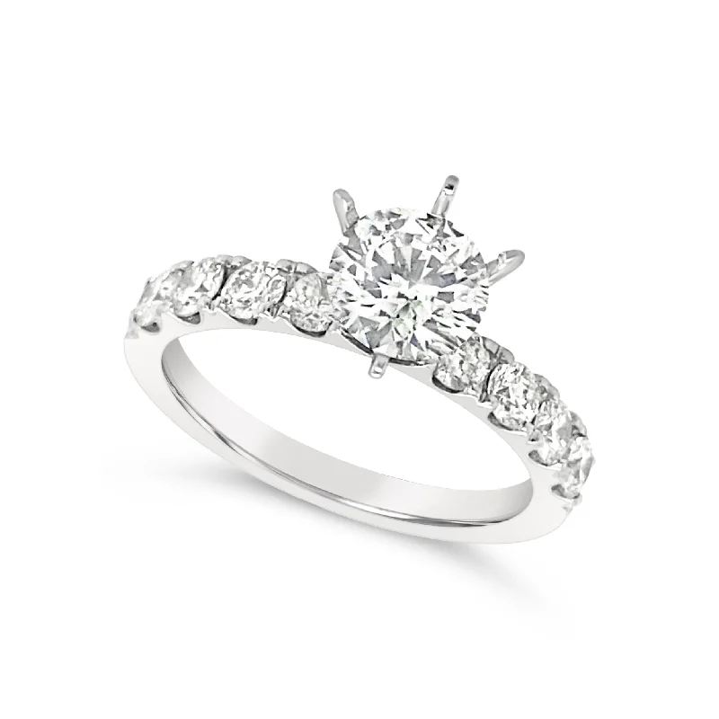 diamond engagement rings for women -Eight Round Diamond Engagement Mounting