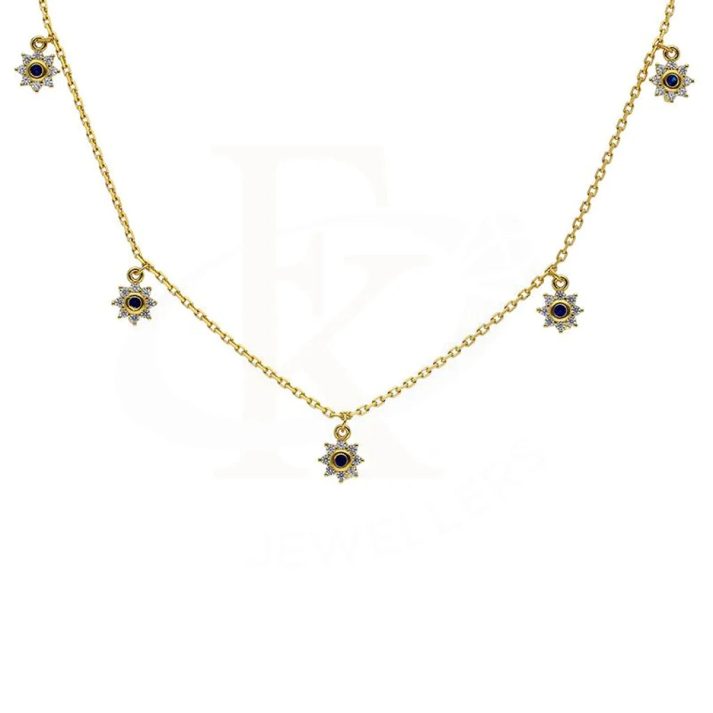 trendy choker necklaces for women -Sterling Silver 925 Gold Plated Flowers Solitaires Necklace - FKJNKLSL2901