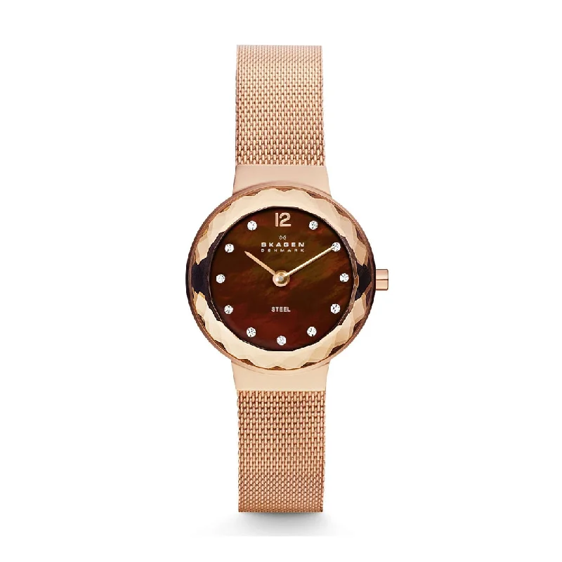 Skagen Ladies Rose Gold Stone Set Watch Model 456SRR1