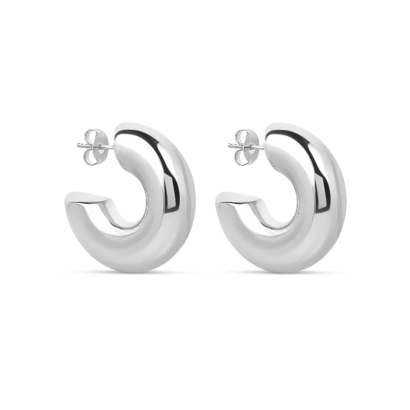 gold stud earrings for women -The Medium Silver Hailey Hoops