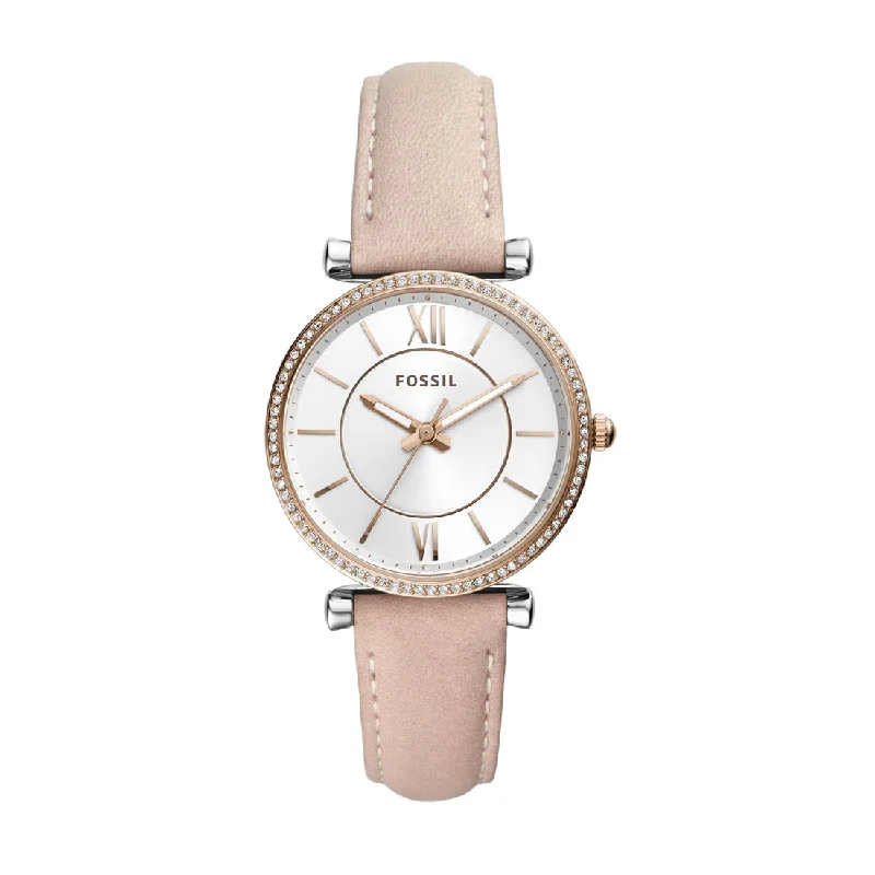 Fossil Carlie Pink Leather Watch ES4484