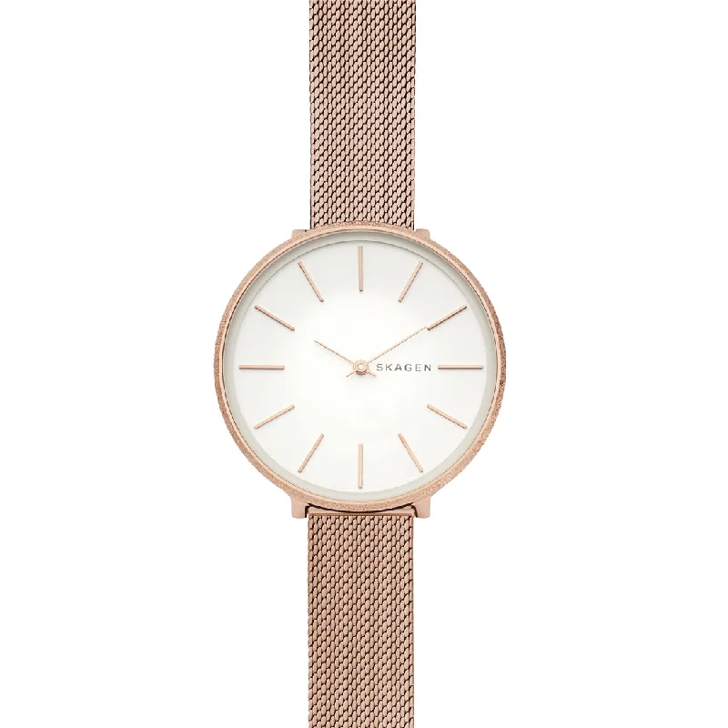 Skagen Karolina Rose-Tone Silk-Mesh Watch SKW2726