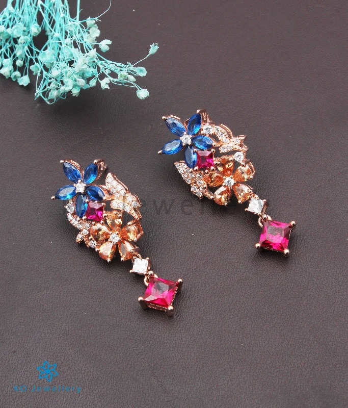 gemstone earrings for women -The Multi Colour Silver Rosegold Earrings