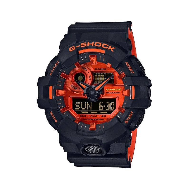 Casio G Shock Analog-Digital Black Orange Watch GA-700BR-1ADR