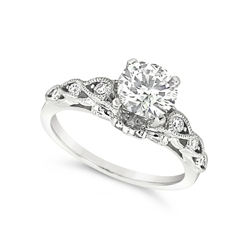 brilliant-cut engagement rings for women -Vintage Style Milgrain Edge Engagement Mounting