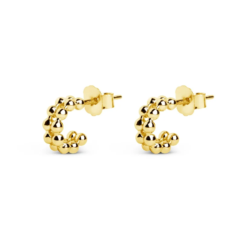 wedding earrings for women -Double Pebbles Gold Earrings