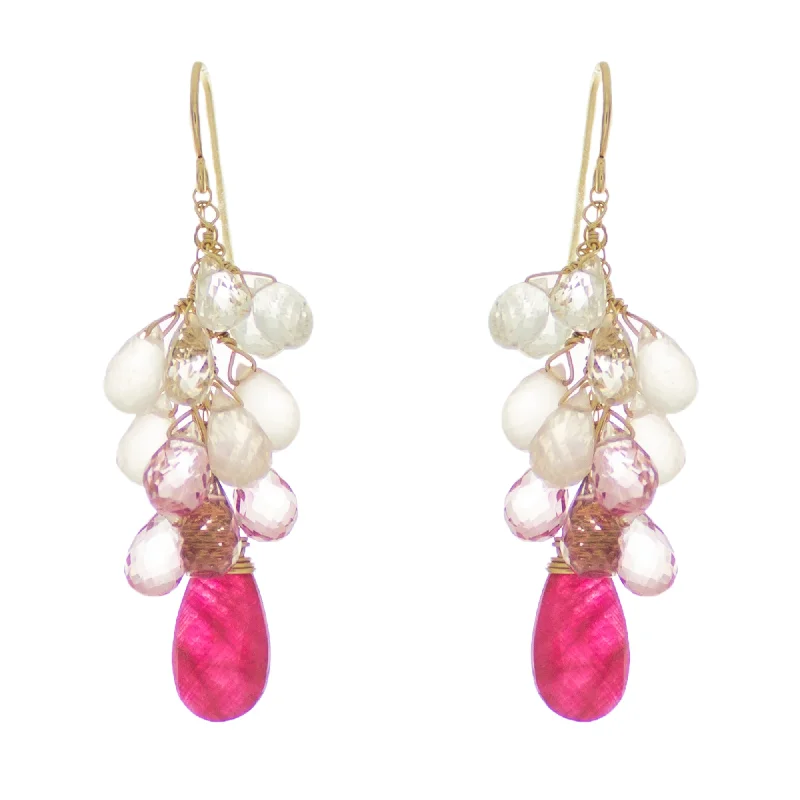 round drop earrings for women -French Pink  Drop Earrings