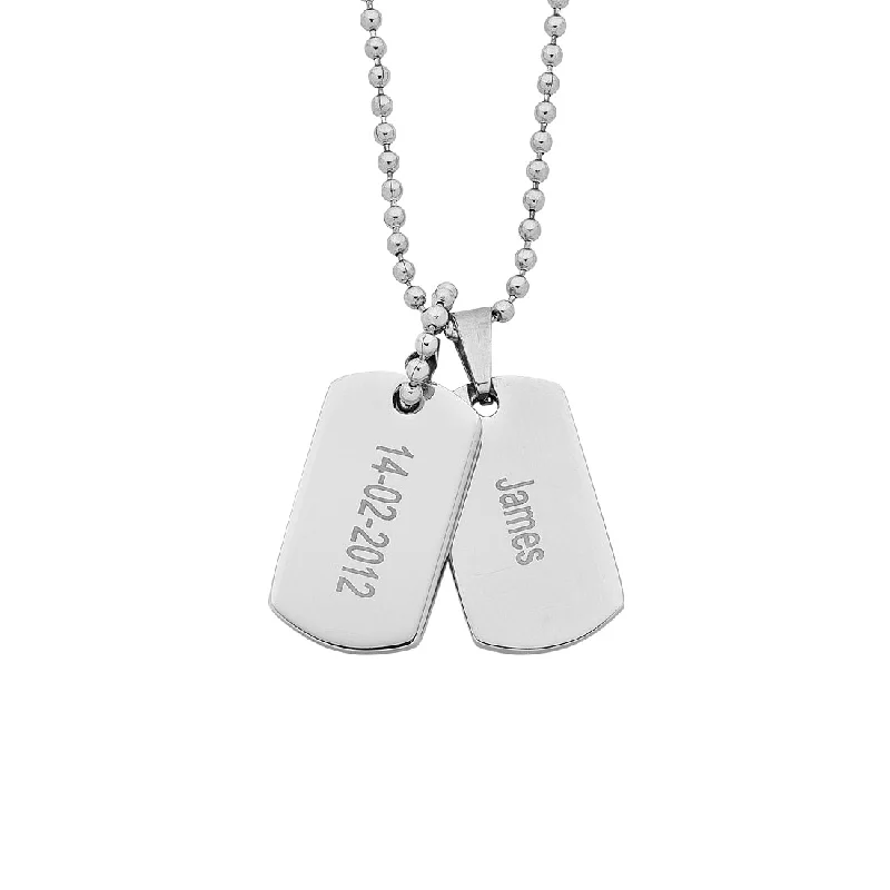 hand-crafted necklaces for women -Children's Personalised Dog Tags in Stainless Steel