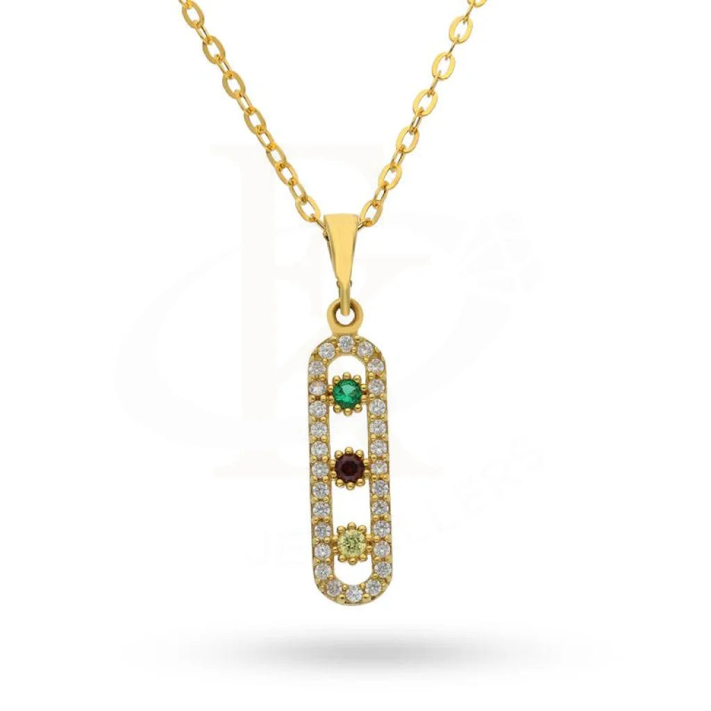 matching necklaces and earrings for brides -Gold Necklace (Chain with Pendant) 18KT - FKJNKL1505