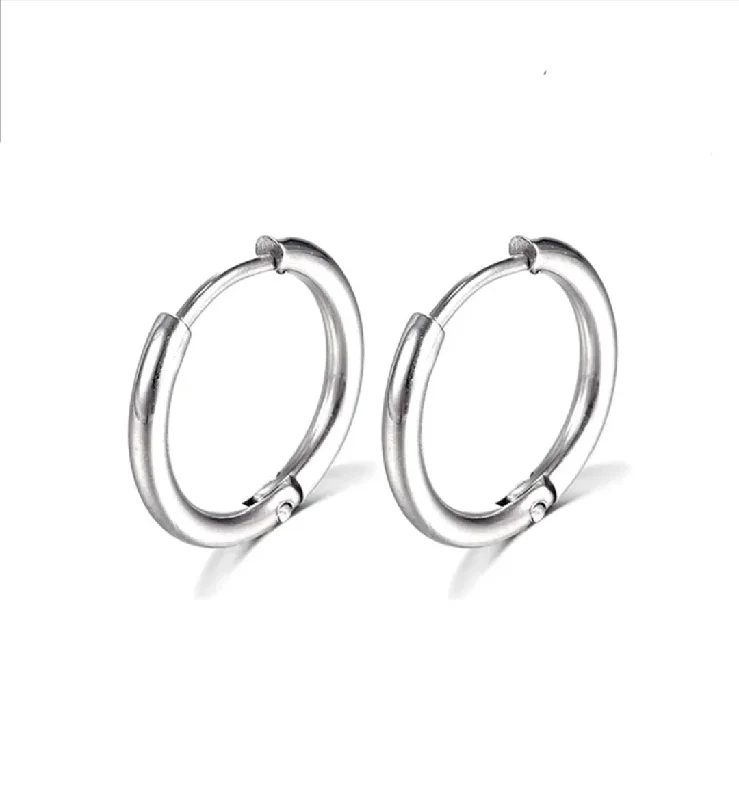 modern earrings for women -Stainless Steel 15mm Hoop Earrings